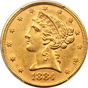 image for: 1884 $5 PCGS MS63