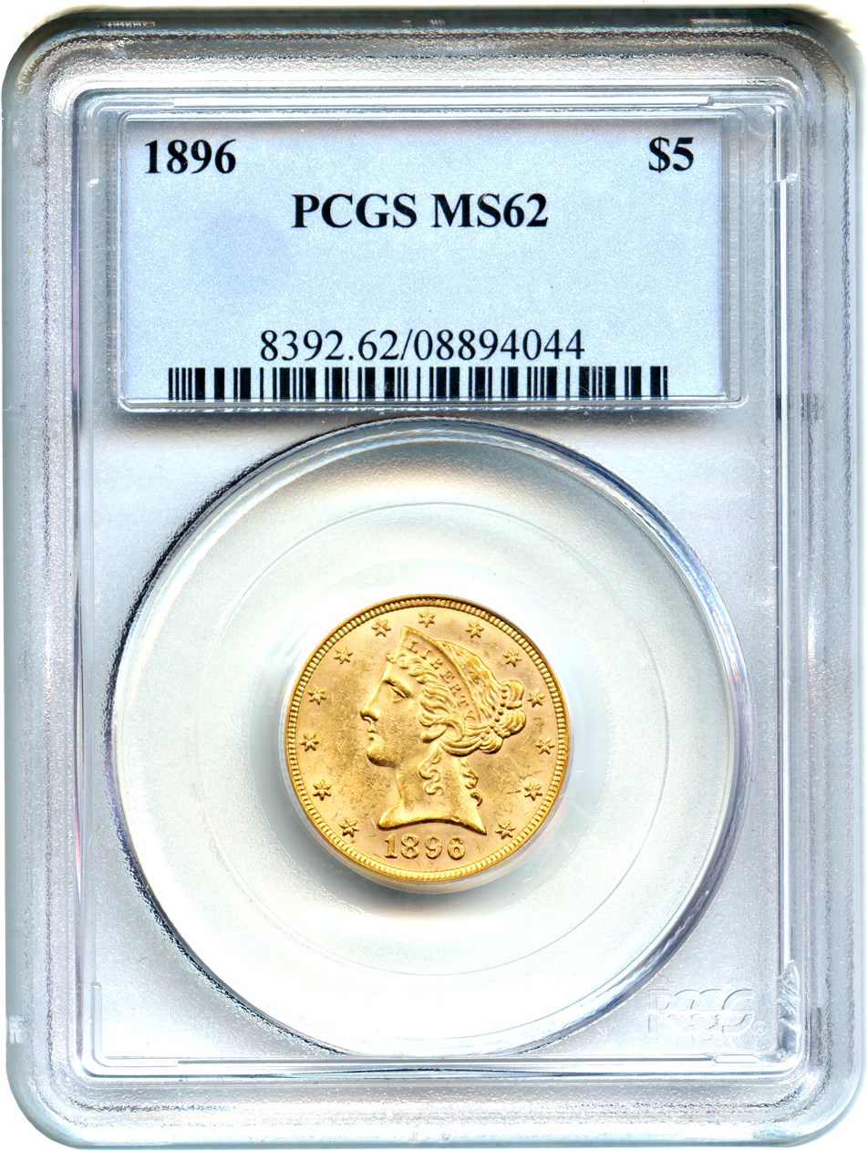 image for: 1896 $5 PCGS MS62