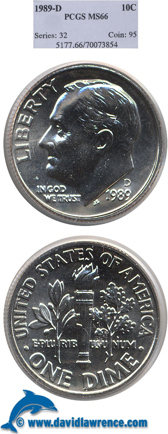 image for: 1989-D 10c PCGS MS66