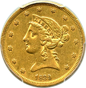 image for: 1839 $5 PCGS XF45