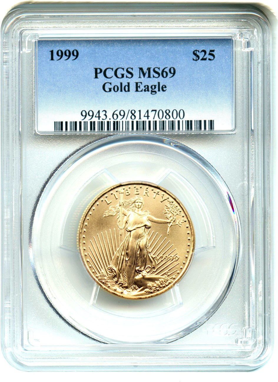 image for: 1999 Gold Eagle $25 PCGS MS69