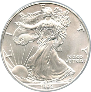 image for: 1998 Silver Eagle $1 PCGS MS69