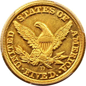 image for: 1859-D $5 PCGS/CAC AU58