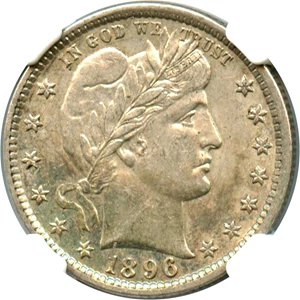 image for: 1896 25c NGC AU58