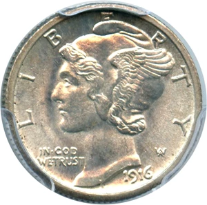 image for: 1916-S Mercury 10c PCGS MS64