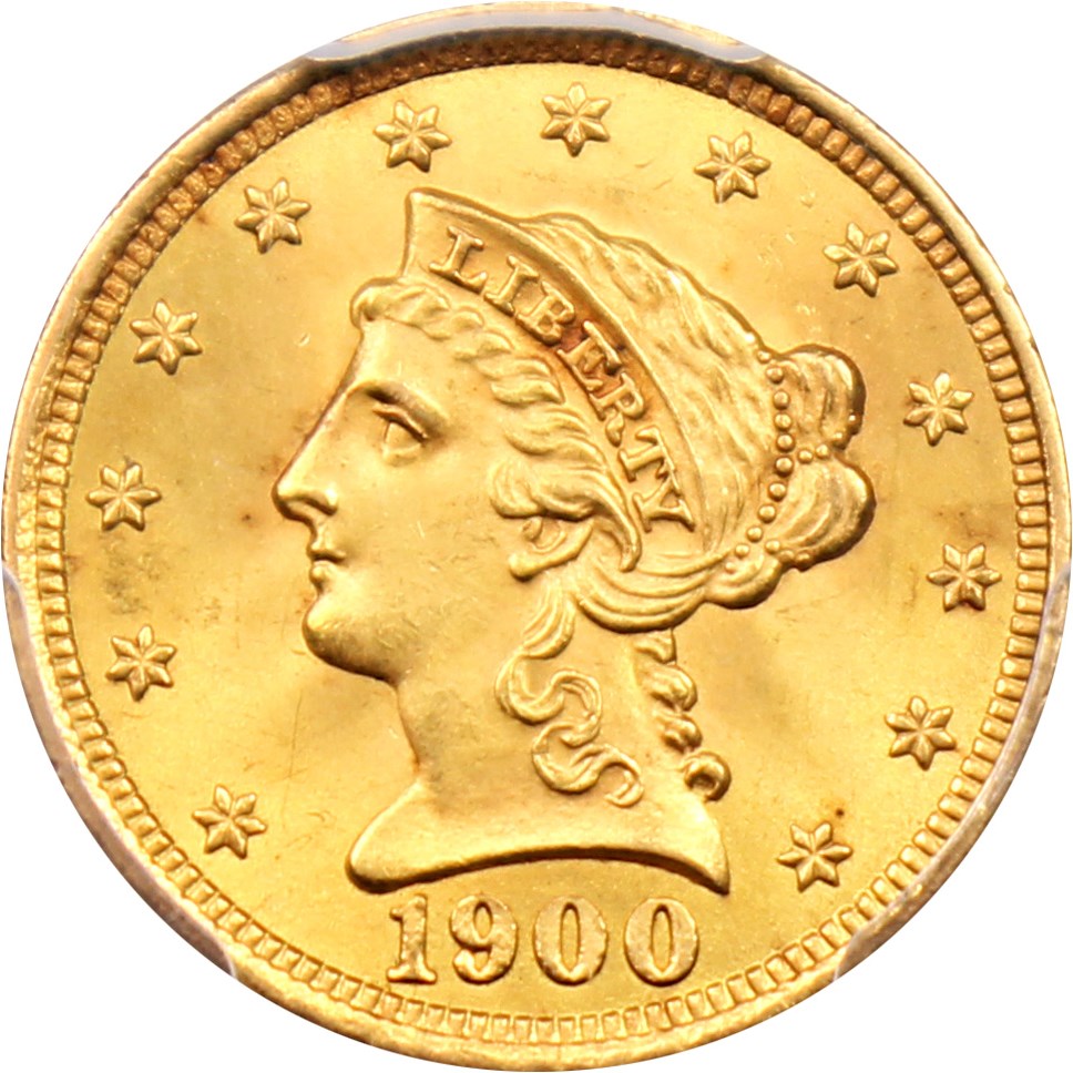 image for: 1900 $2 1/2 PCGS/CAC MS65