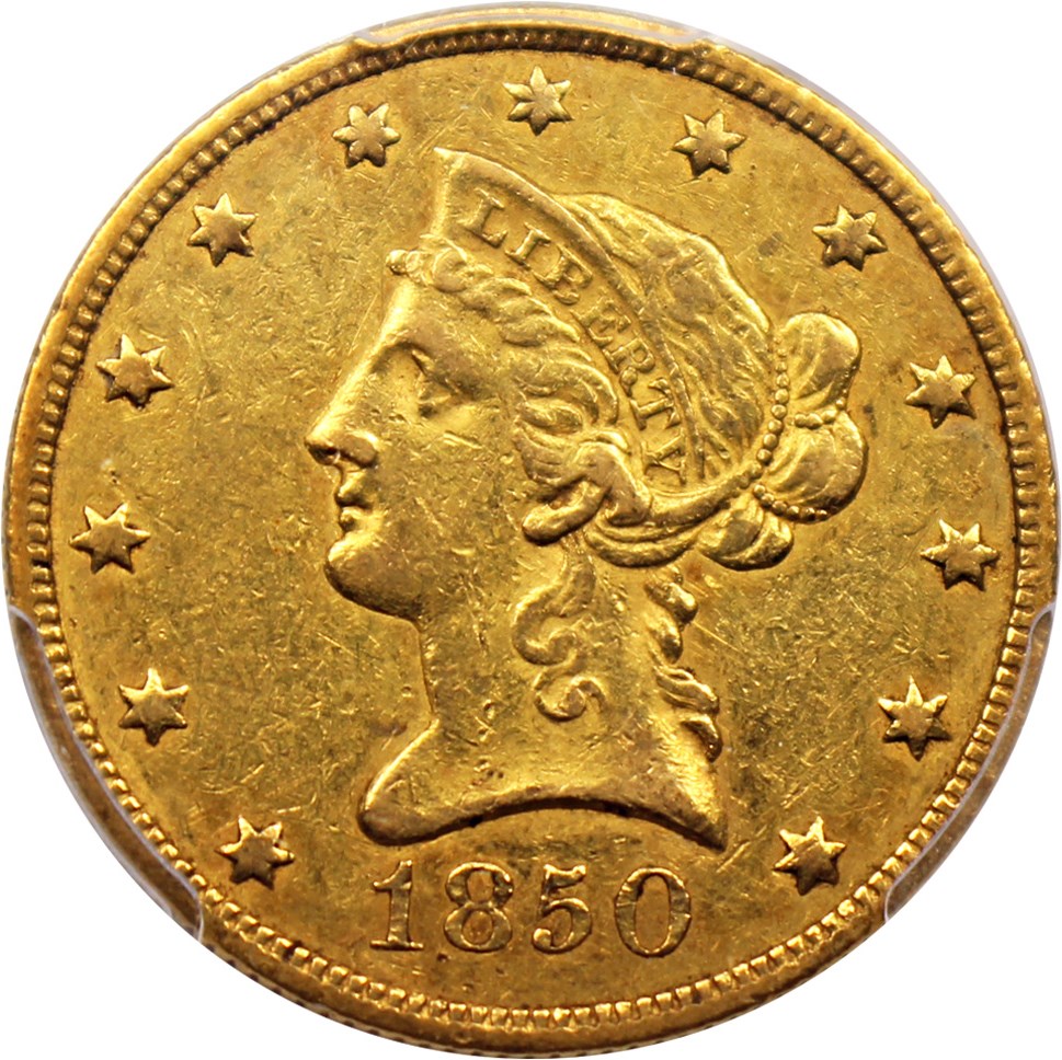 image for: 1850 $10 PCGS XF45 (Large Date)
