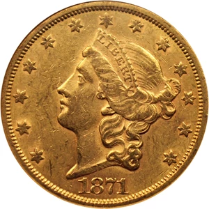 image for: 1871-S $20 NGC AU58