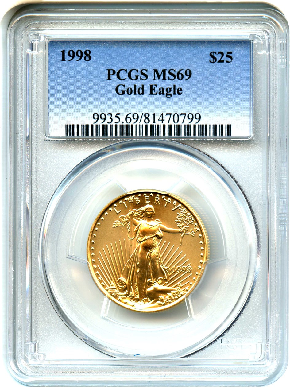 image for: 1998 Gold Eagle $25 PCGS MS69
