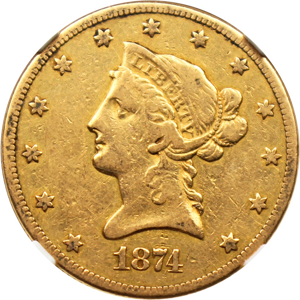 image for: 1874-CC $10 NGC VF30