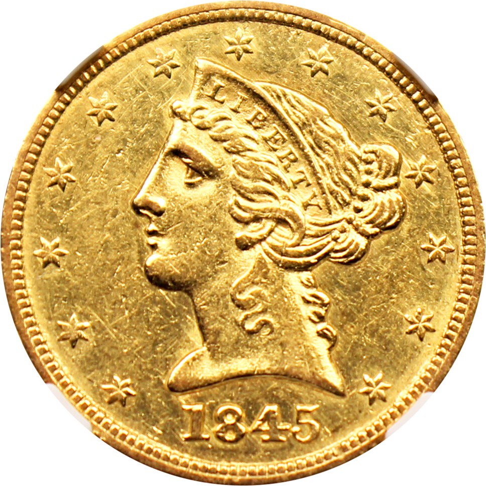 image for: 1845 $5 NGC AU58