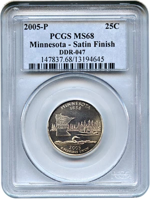 image for: 2005-P Minnesota 25c PCGS MS68 (Satin Finish, DDR-047)