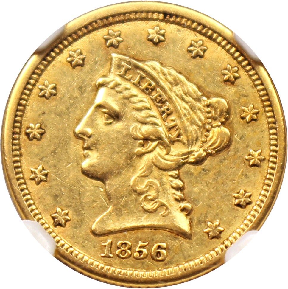 image for: 1856-O $2 1/2 NGC/CAC AU55