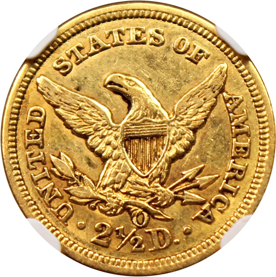 image for: 1856-O $2 1/2 NGC/CAC AU55