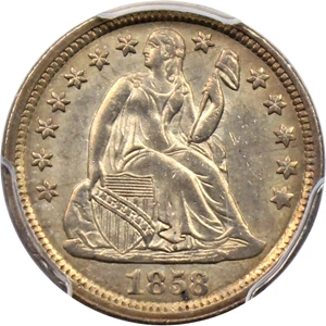 image for: 1858 10c PCGS/CAC MS63