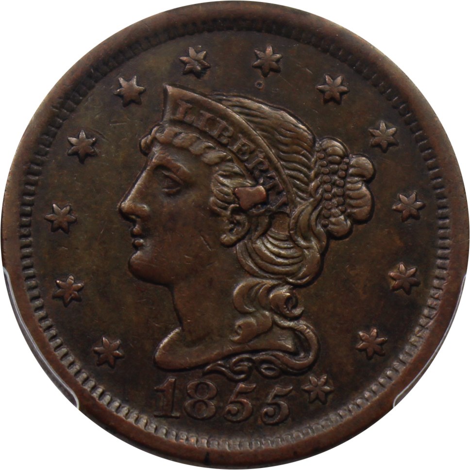 image for: 1855 1c PCGS XF45 (Knob Ear)