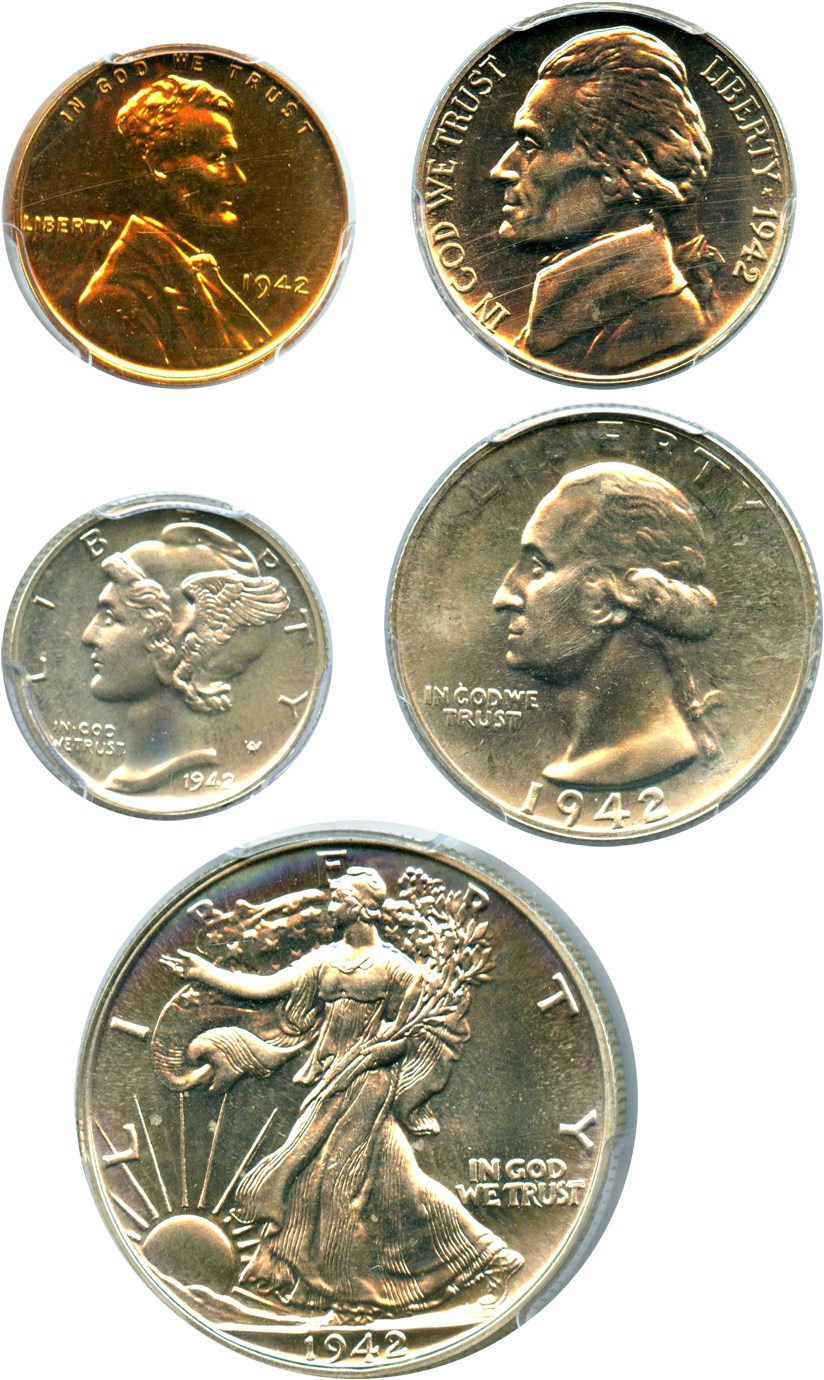 image for: 1942 Proof Set PCGS/CAC PR65-67+ (5 Coins)