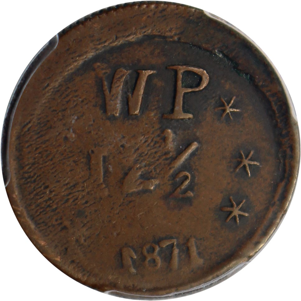 image for: Hawaii-Wailuku: 1871 12 1/2c PCGS VF25 (Narrow Starfish)