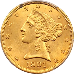 image for: 1901 $5 PCGS Secure/CAC MS64 (Retro OGH)