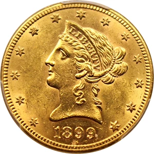 image for: 1899-S $10 PCGS/CAC MS62