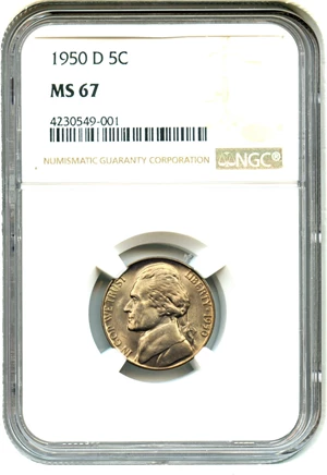 image for: 1950-D 5c NGC MS67