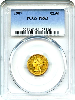 image for: 1907 $2 1/2 PCGS Proof 63