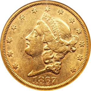 image for: 1867-S $20 NGC/CAC AU55