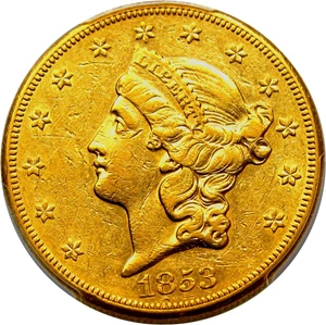 image for: 1853-O $20 PCGS AU50