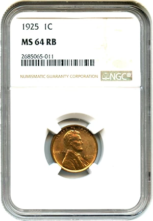 image for: 1925 1c NGC MS64 RB