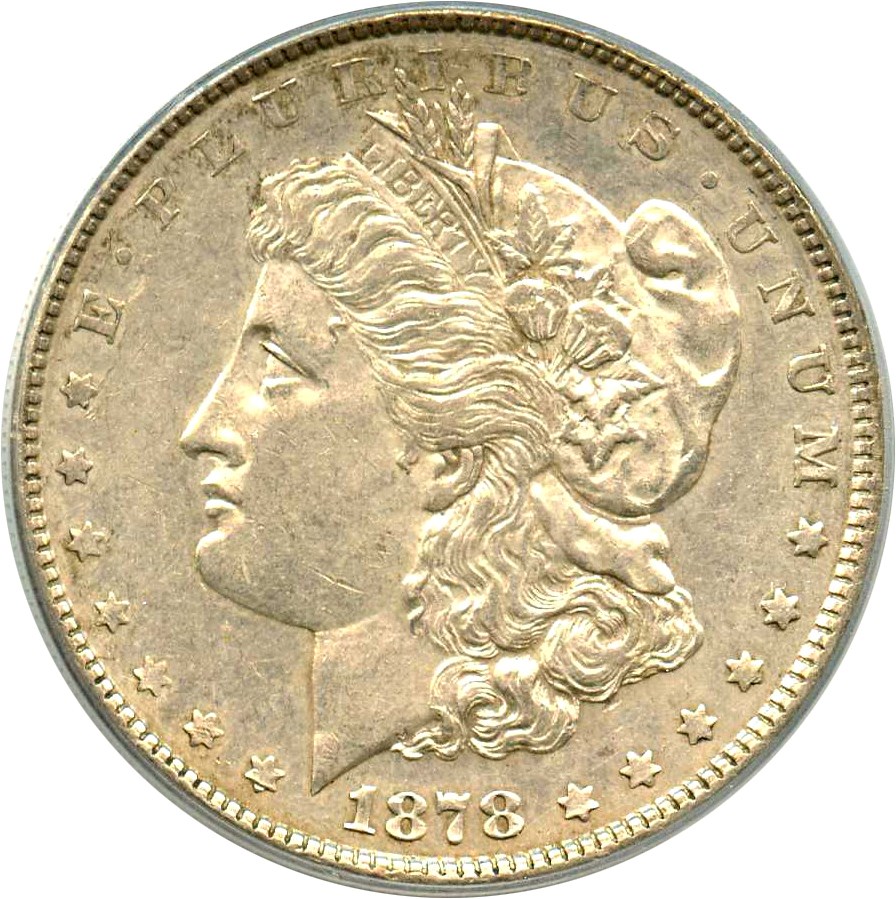 image for: Top 100 VAM: 1878 7TF $1 PCGS AU53 (Reverse of 1879, VAM-223 Washed Out L)