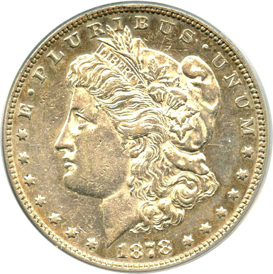 image for: Hot 50 VAM: 1878 7TF $1 PCGS AU50 (Reverse of 1878, VAM-169, Quad Stars) 