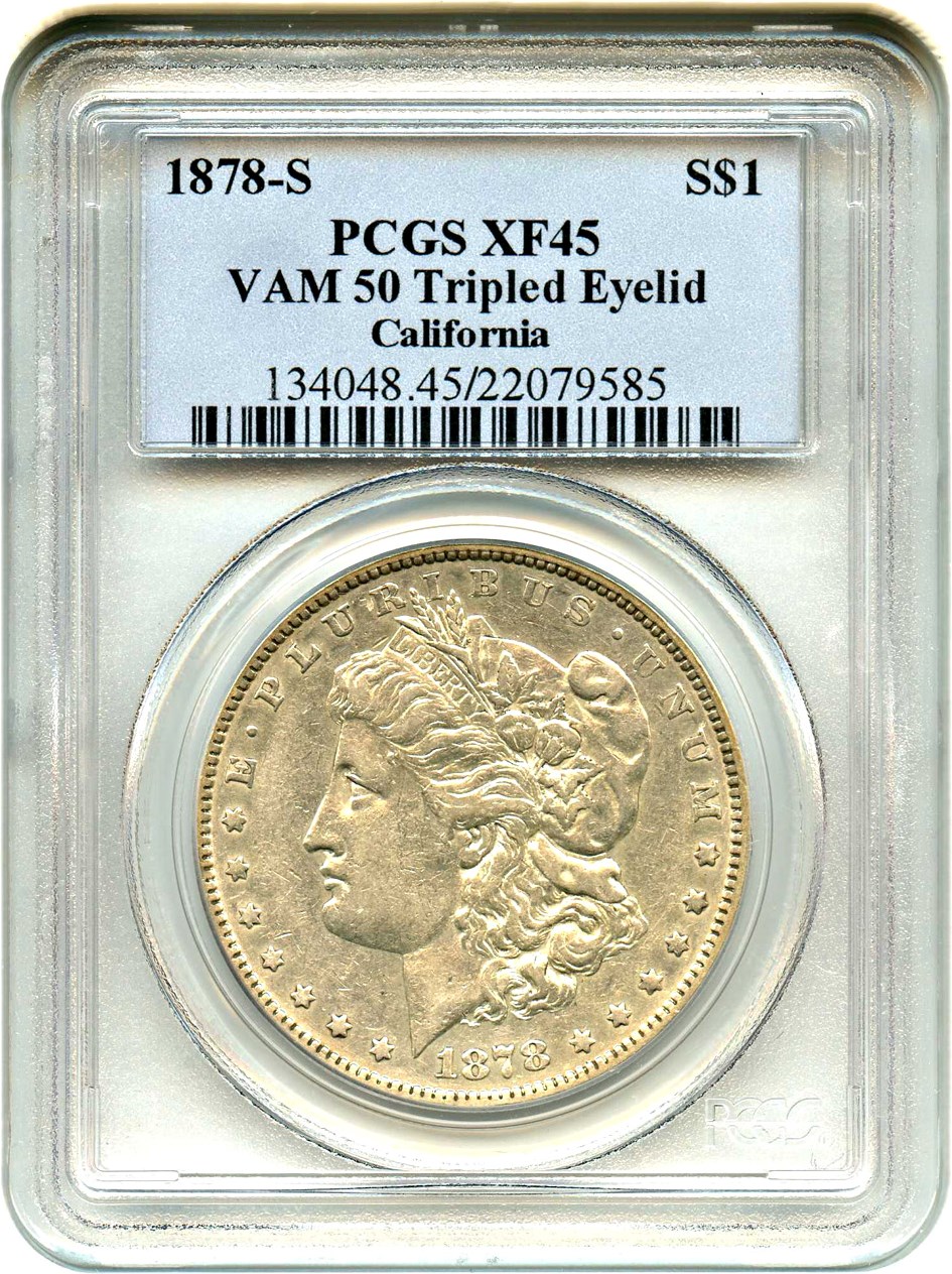 image for: 1878-S $1 PCGS XF45 (VAM-50, Tripled Eyelid) 