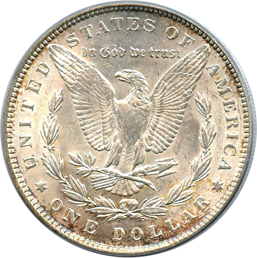 image for: Top 100 VAM: 1889 $1 PCGS AU58 (VAM-22, Bar Wing) 
