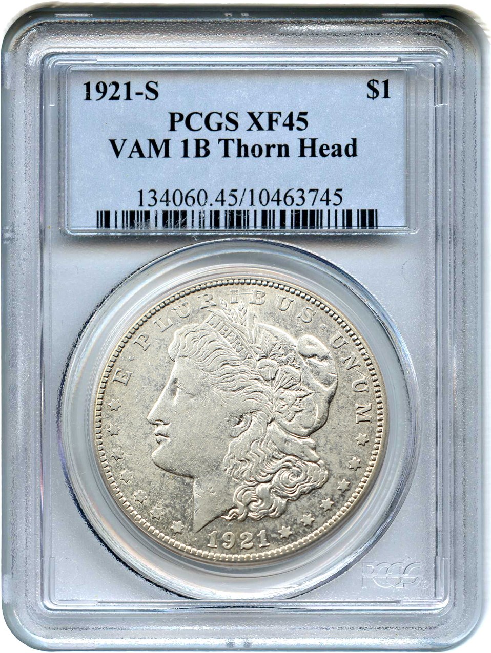 image for: 1921-S $1 PCGS XF45 (VAM-1B, Thorn Head)