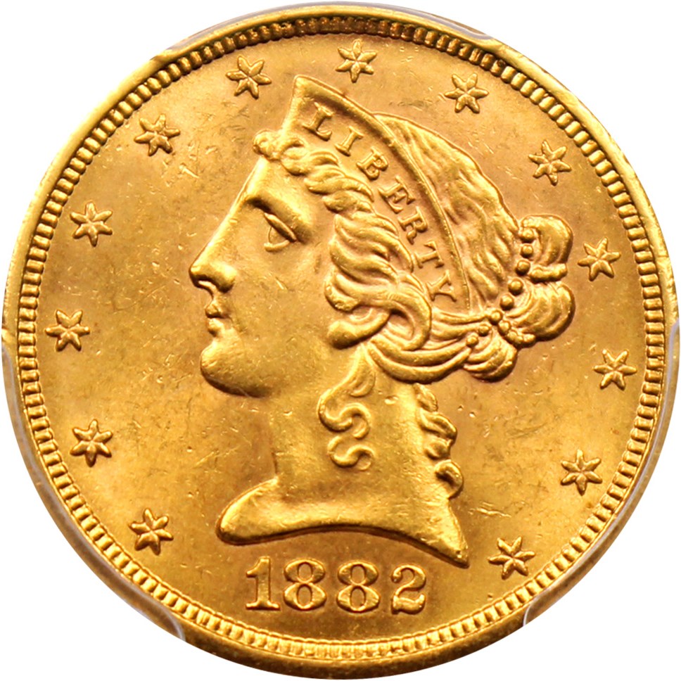 image for: 1882-S $5 PCGS MS64