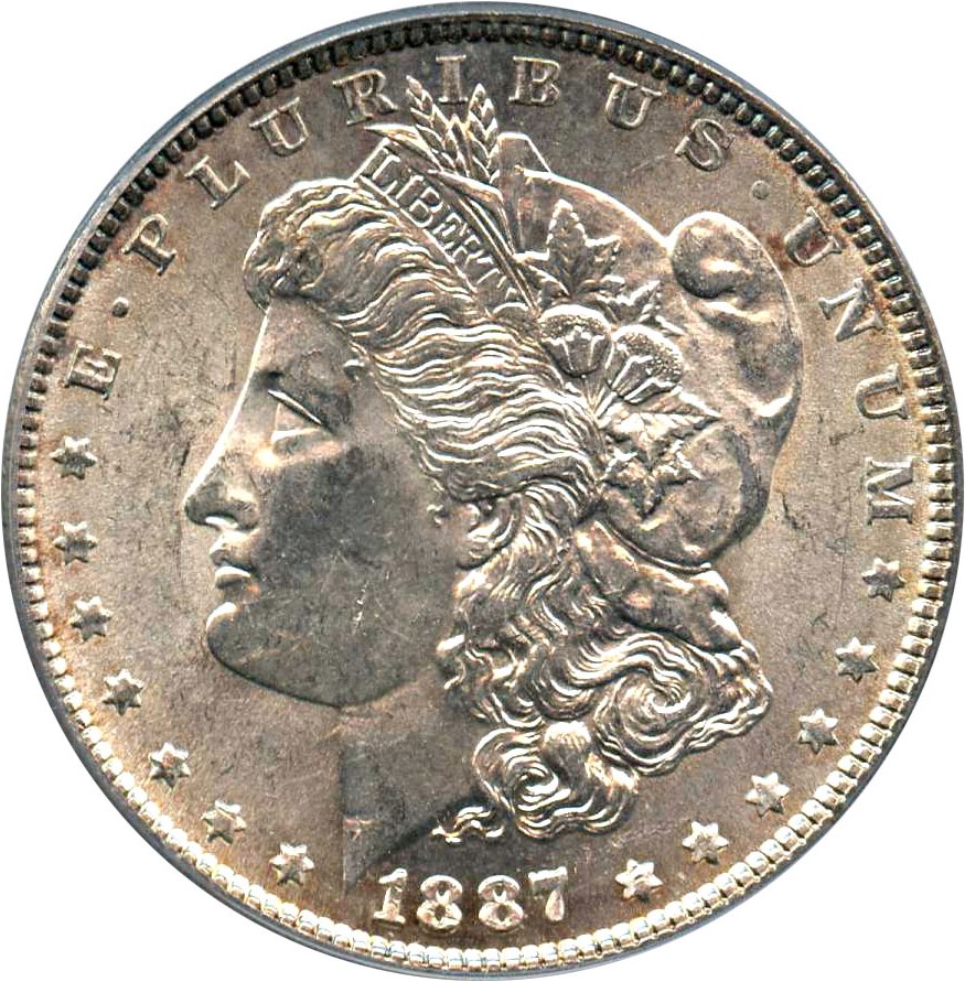 image for: Top 100 VAM: 1887 $1 PCGS MS61 (VAM-5, Doubled Date) 