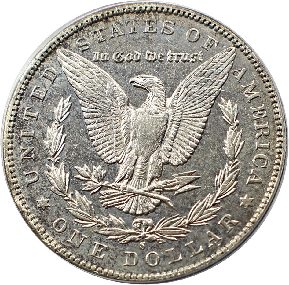 image for: Top 100 VAM: 1899-S $1 PCGS AU53 (VAM-7, Doubled Date) 