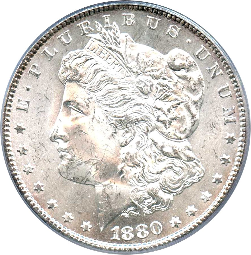 image for: Hot 50 VAM: 1880/9-S $1 PCGS MS63 (VAM-11, 0/9 Overdate) 