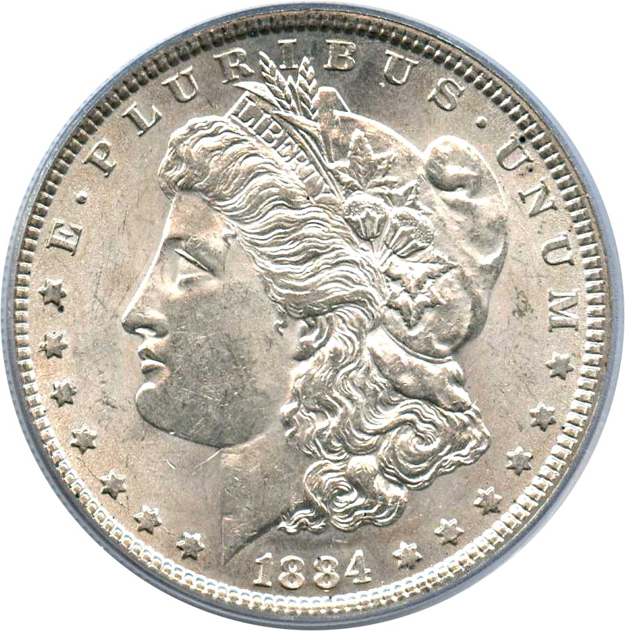 image for: Hot 50 VAM: 1884 $1 PCGS MS61 (VAM-2A, Partial E Rev)