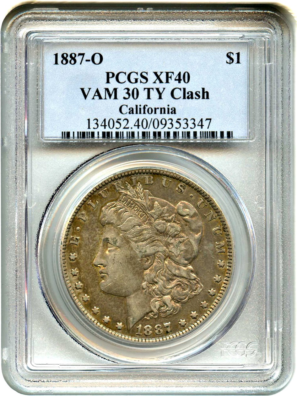 image for: 1887-O $1 PCGS XF40 (VAM-30, TY Clash) 