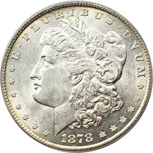 image for: 1878 8TF $1 PCGS AU58 (VAM-14.1, Alligator Eye)