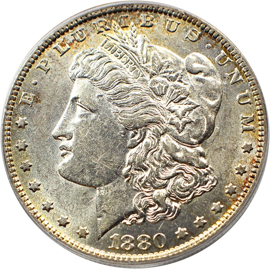 image for: Top 100 VAM: 1880-O $1 PCGS AU55 (VAM-49, 8/7 Ear Hangnail) 