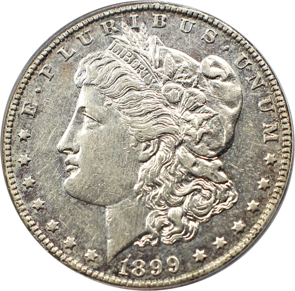 image for: Top 100 VAM: 1899-S $1 PCGS AU53 (VAM-7, Doubled Date) 