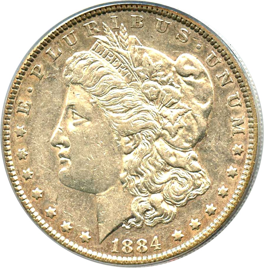 image for: Hot 50 VAM: 1884 $1 PCGS XF45 (VAM-5, Doubled Ear) 