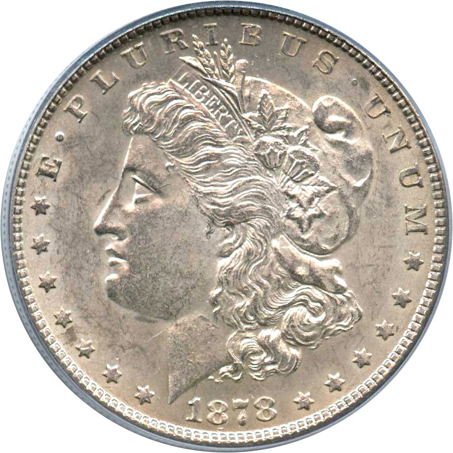 image for: 1878 7TF $1 PCGS AU58 (Reverse of 1878, VAM-84, Line Under 8) 