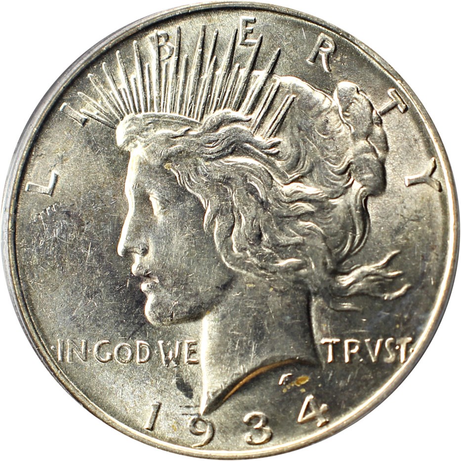 image for: Top 50 VAM: 1934-D $1 PCGS AU55 (VAM-3, DD Obv, Med D)