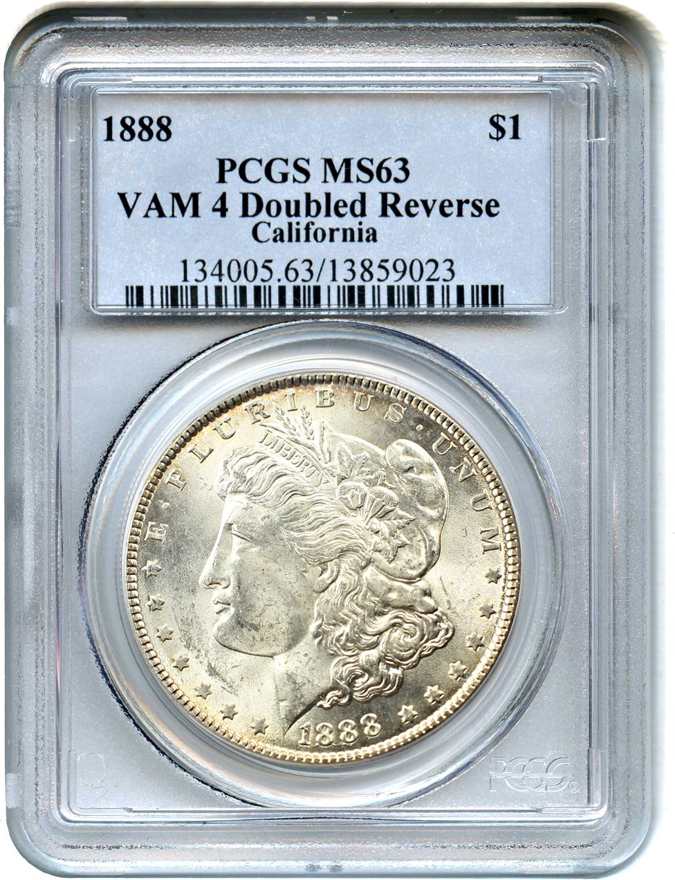 image for: 1888 $1 PCGS MS63 (VAM-4, Doubled Reverse)