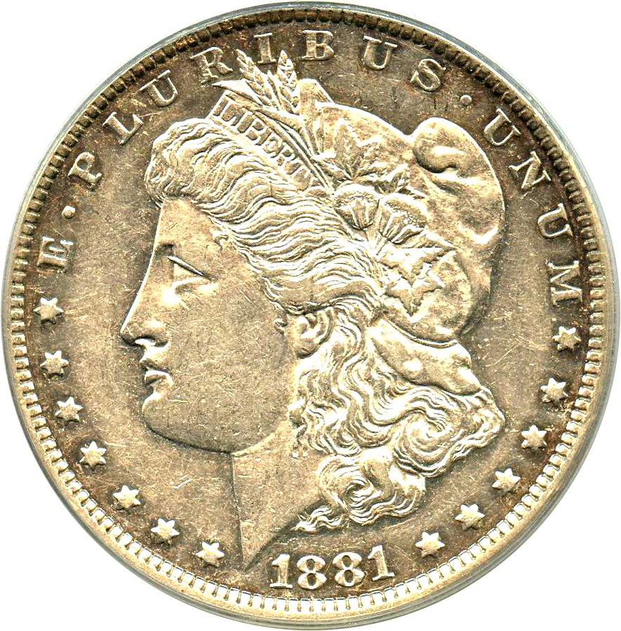 image for: Hot 50 VAM: 1881-O $1 PCGS AU50 (VAM-27, Doubled Ear) 