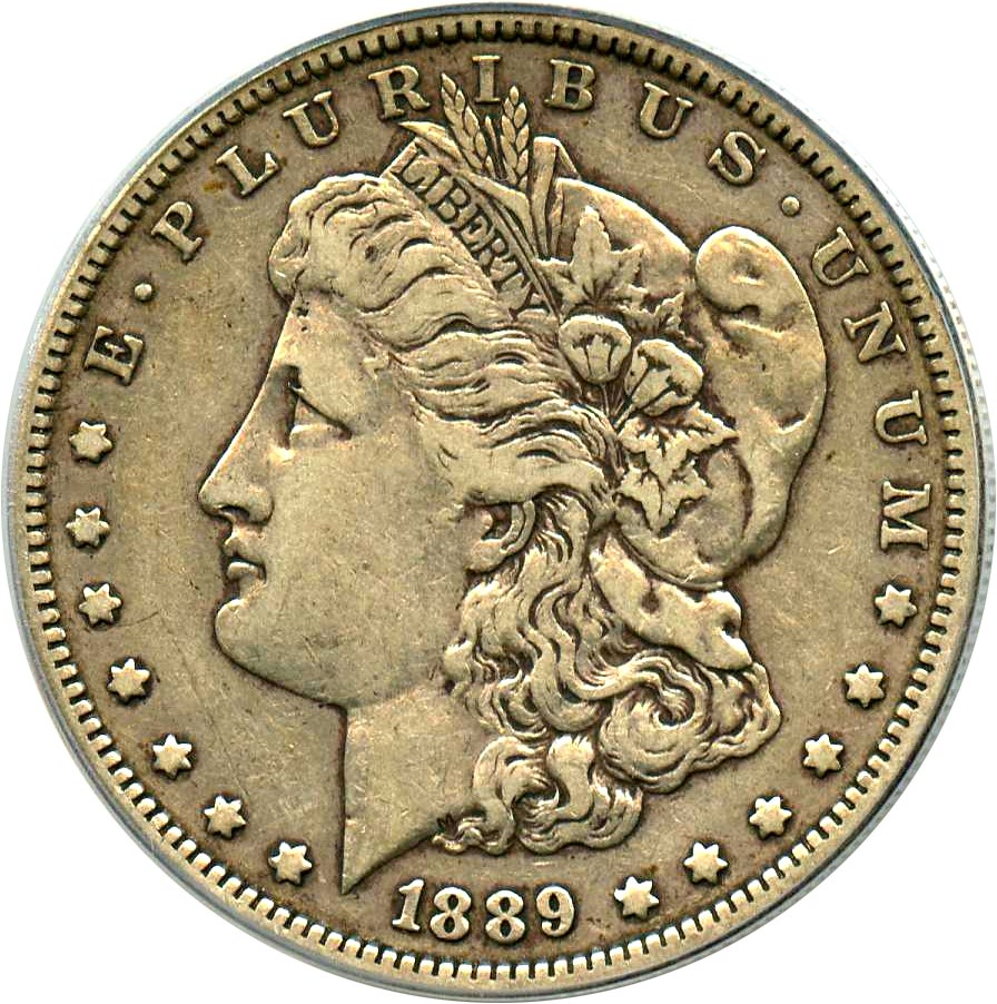 image for: Top 100 VAM: 1889 $1 PCGS VF30 (VAM-22, Bar Wing) 