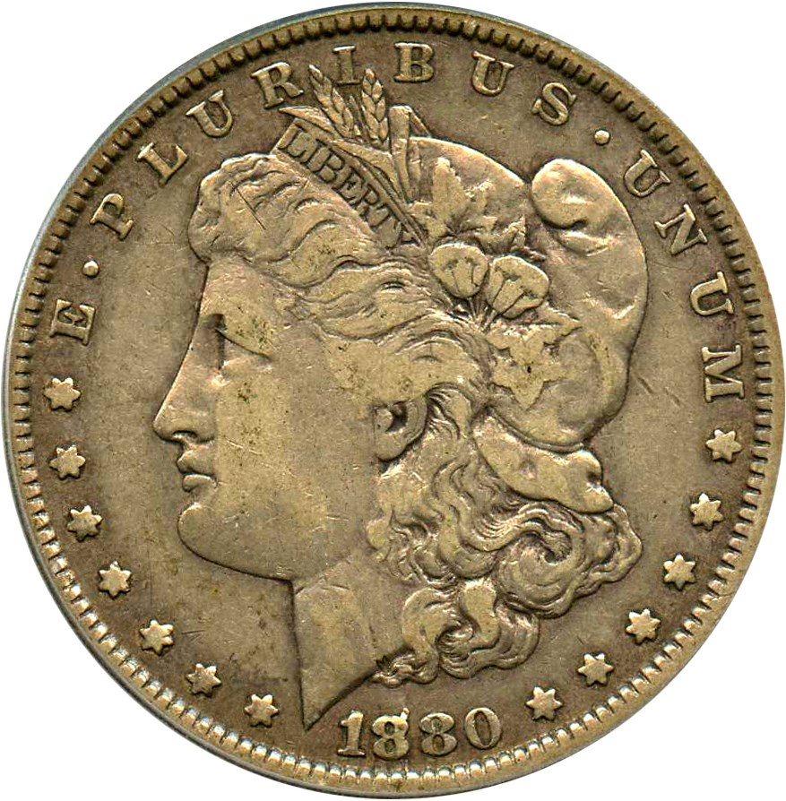 image for: Top 100 VAM: 1880 $1 PCGS VF30 (VAM-1A, Knobbed 8) 